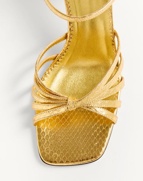 Valentino Garavani - Preshoes Sandal In Laminated Ayers With Crystals 90mm - Antique Gold/crystal - Woman - Sandals